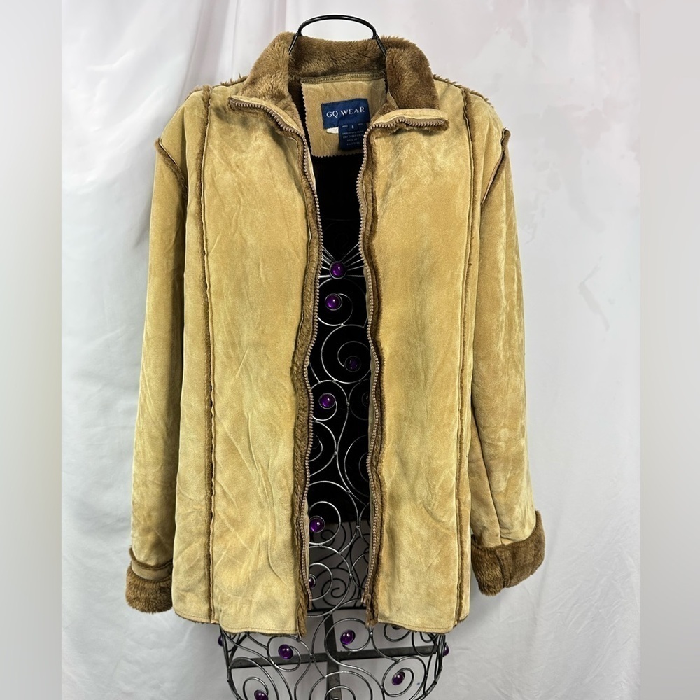 Vintage GQ wear faux fur lined brown jacket size L
